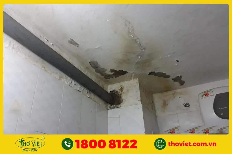 Dấu hiệu nhận biết nhà vệ sinh tầng 2 bị thấm dột