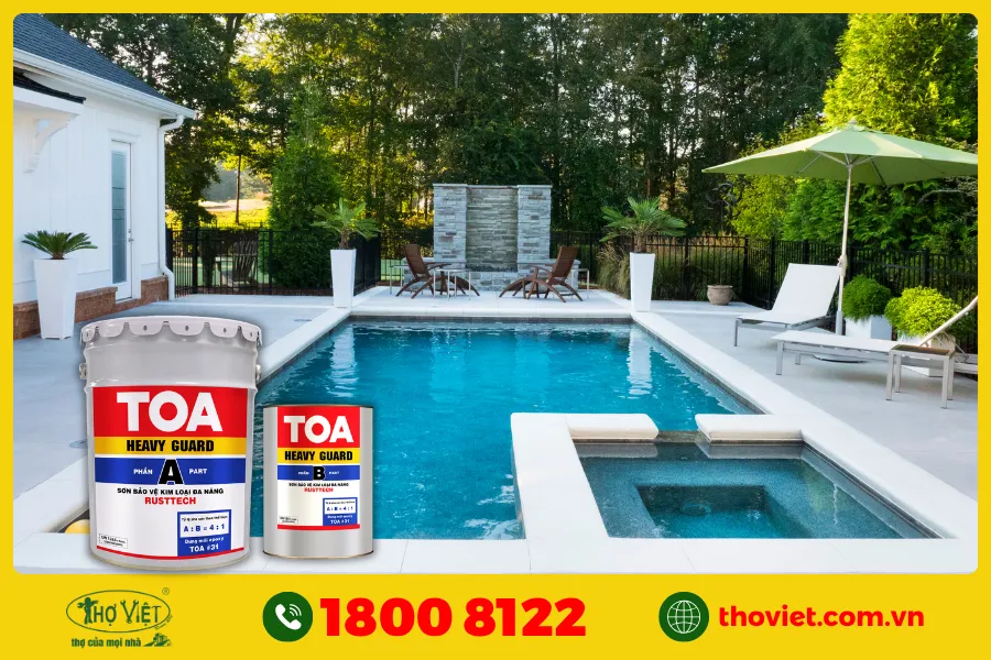 Chống thấm hồ bơi sân thượng bằng sơn Epoxy