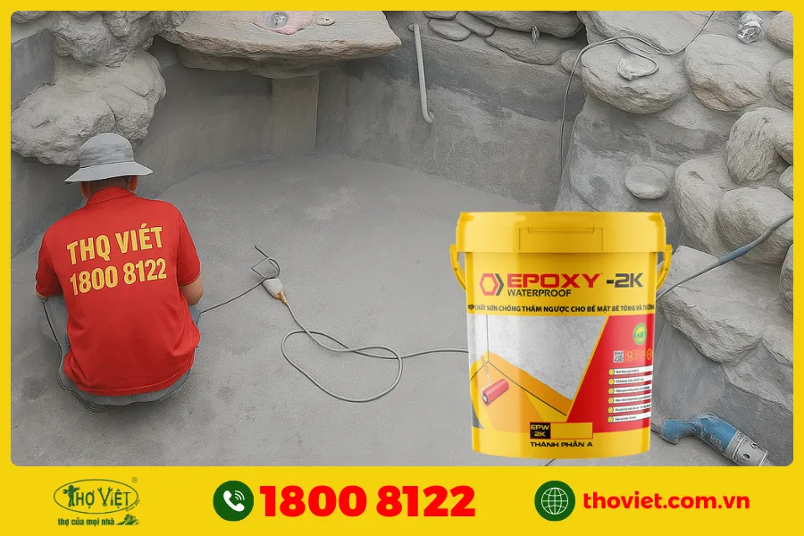 Các bước chống thấm hồ cá Koi bằng sơn Epoxy