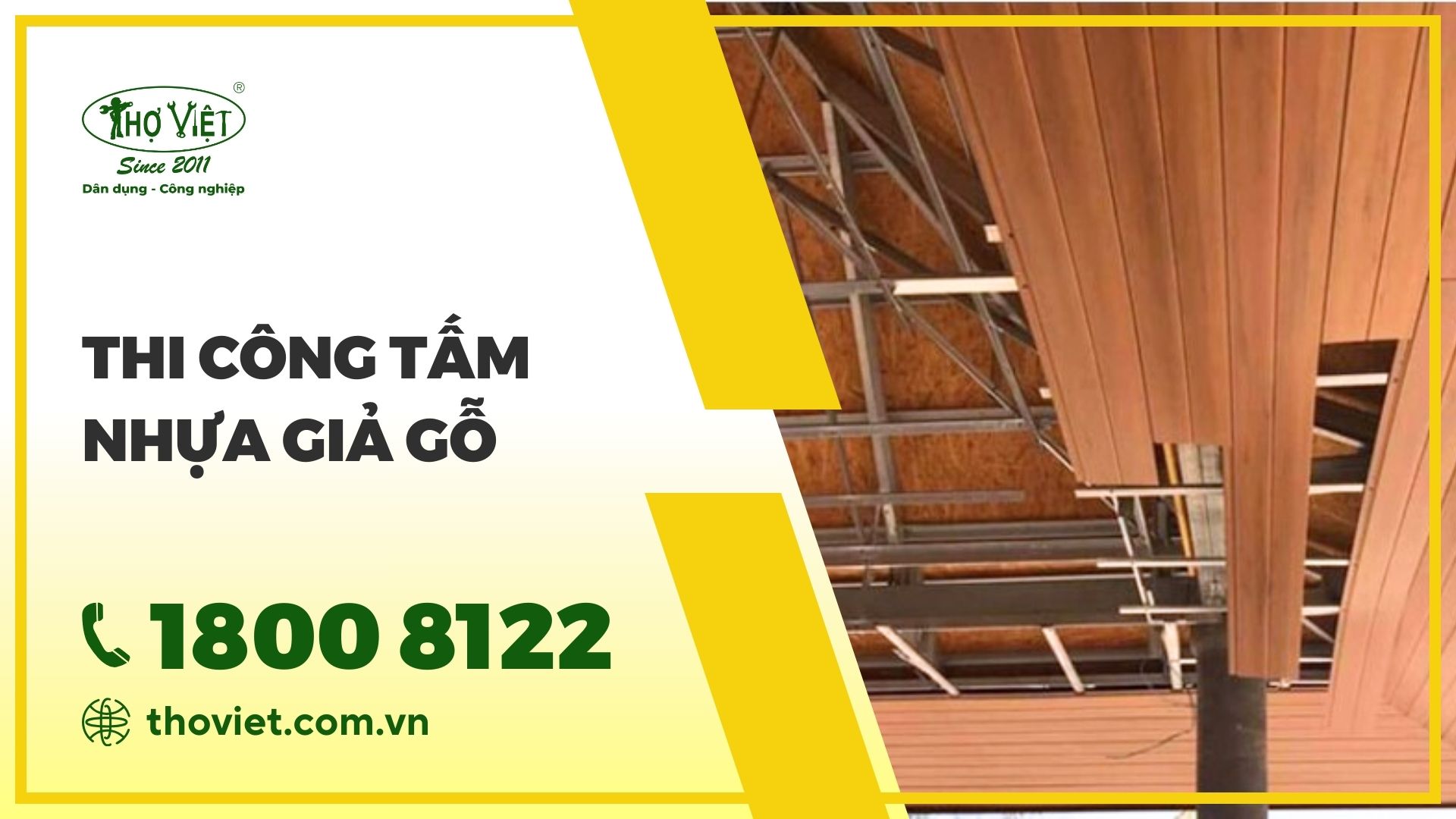 Thi công tấm ốp giả gỗ
