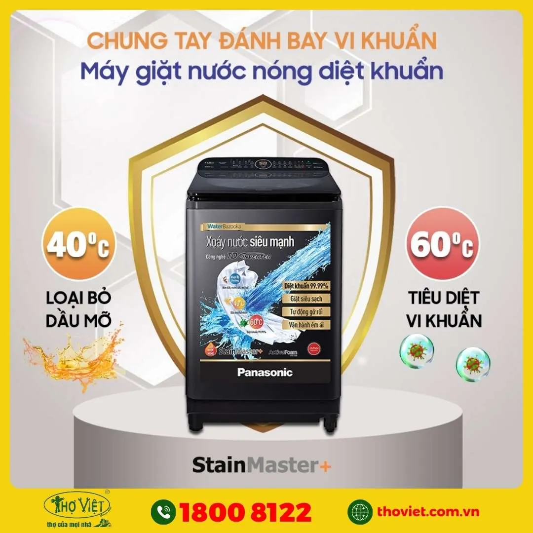 Công nghệ giặt nước nóng Stain Master+