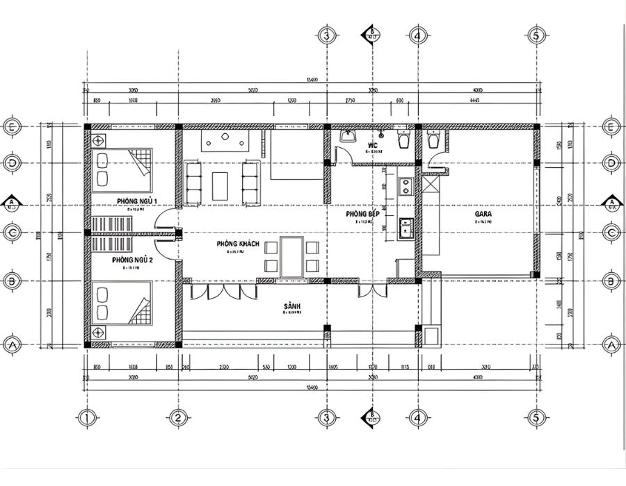 bản vẽ thiết kế nhà 7m dài 12m