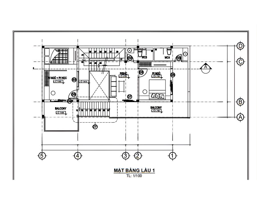 bản vẽ thiết kế nhà 7m dài 15m