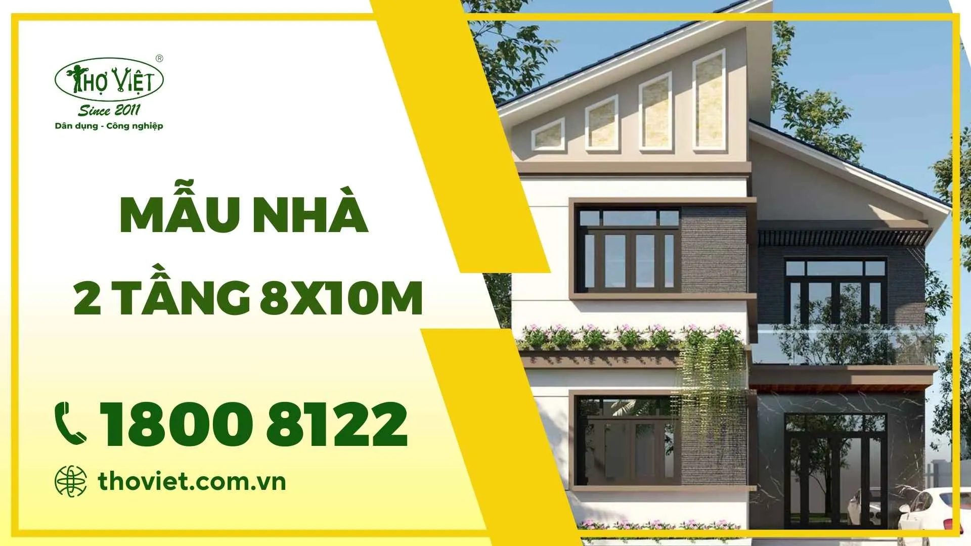 Mẫu nhà 2 tầng 8x10m