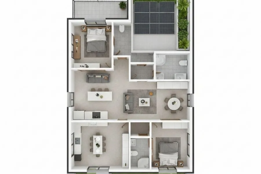 Mẫu nhà 2 tầng 8x10m 3 phòng ngủ