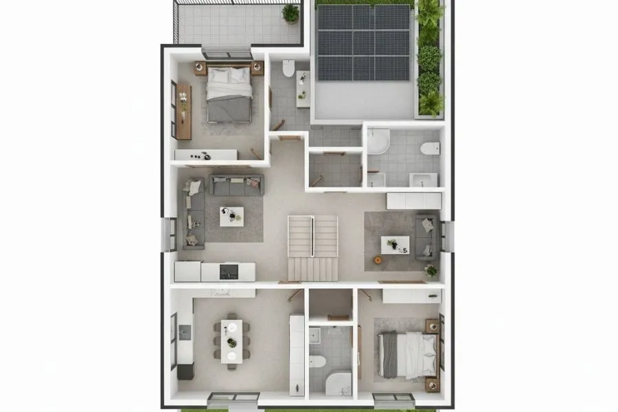 Mẫu nhà 2 tầng 8x10m 3 phòng ngủ