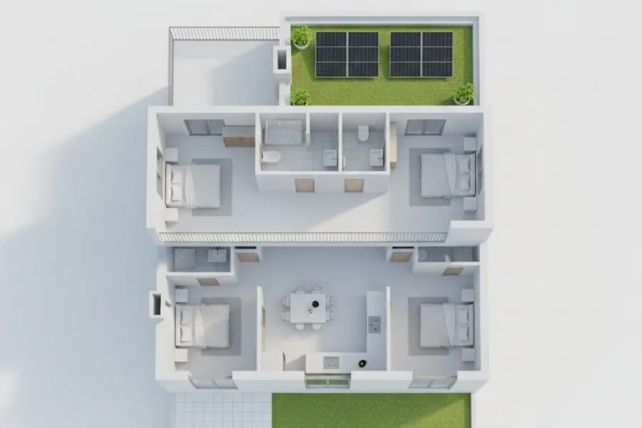 Mẫu nhà 2 tầng 8x10m 4 phòng ngủ