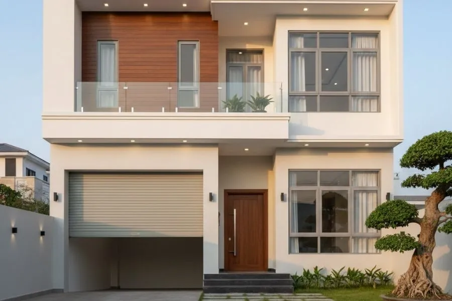 Mẫu nhà 2 tầng 8x10m có hầm xe