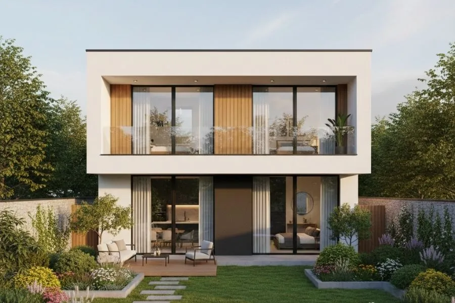 Mẫu nhà 2 tầng 8x10m có sân vườn
