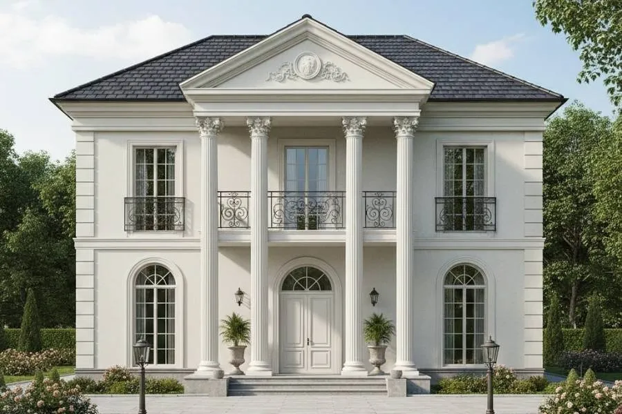 Mẫu nhà 2 tầng 8x10m kiểu tân cổ điển
