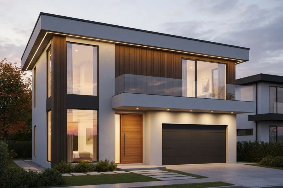 Mẫu nhà 2 tầng 8x10m mái bằng
