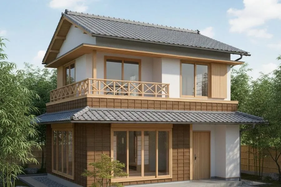 Mẫu nhà 2 tầng 8x10m phong cách Nhật