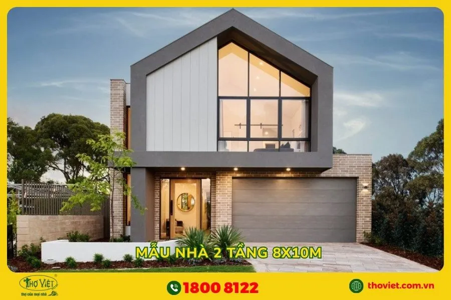 Mẫu nhà 2 tầng 8x10m