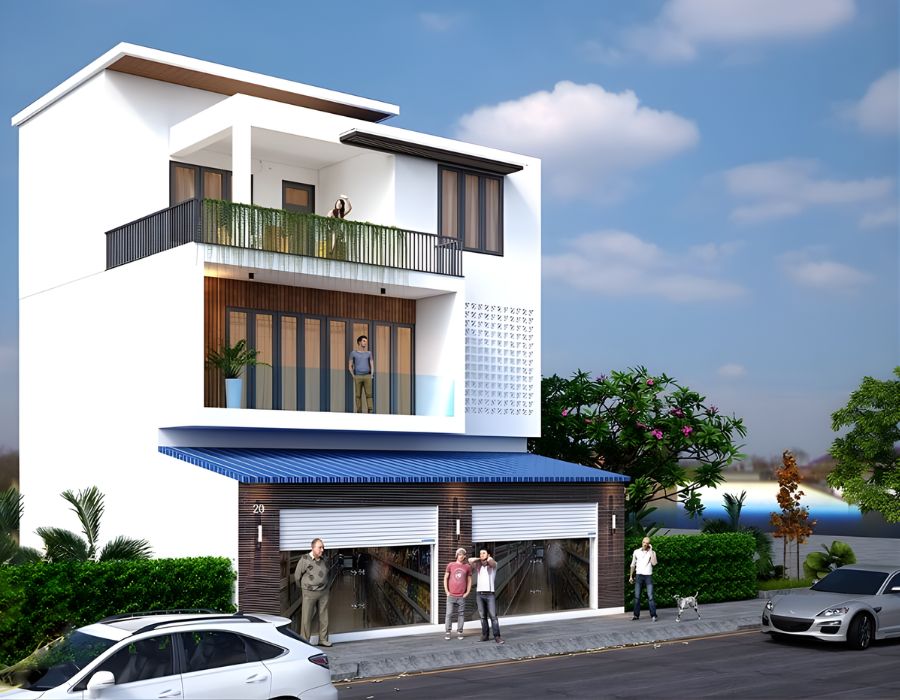 Mẫu nhà mặt tiền 10m kết hợp kinh doanh buôn bán