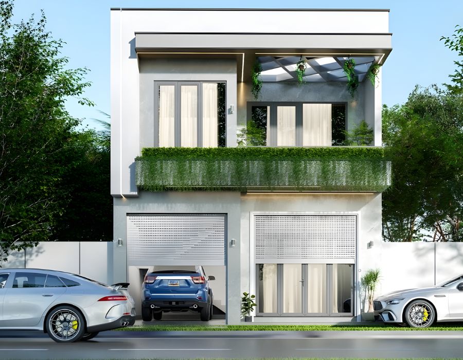 mẫu nhà mặt tiền có gara