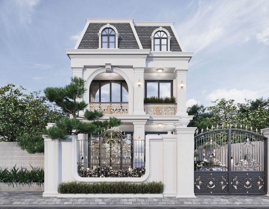 mẫu nhà phố mặt tiền phong cách tân cổ diển