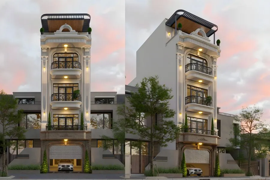 Phào chỉ nhà phố tân cổ điển đơn giản, mềm mại