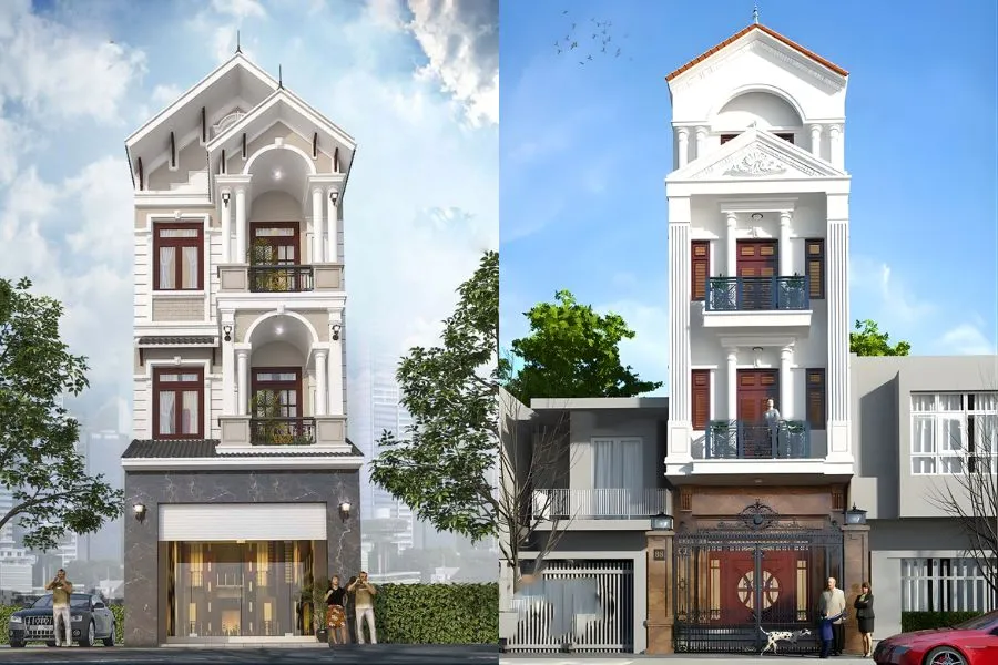 Mẫu nhà phố tân cổ điển mái thái