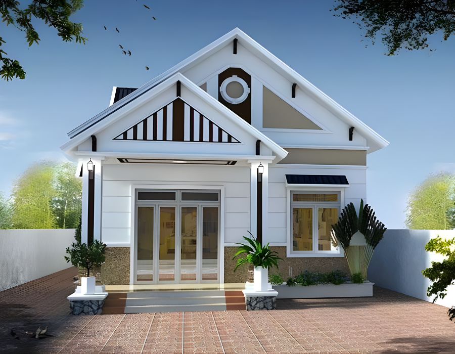 nhà cấp 4 3 phòng mặt tiền 10m mái thái