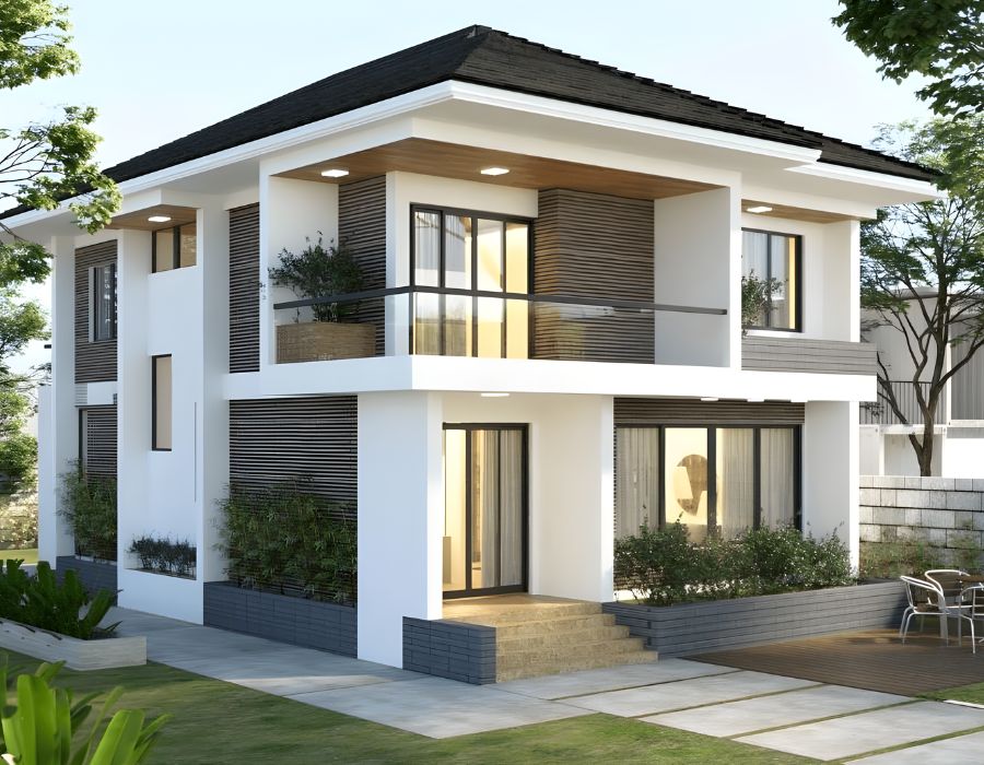 nhà mặt tiền 10m 2 tầng có sân vườn