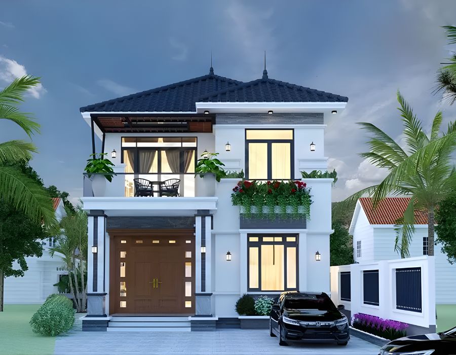nhà mặt tiền 10m mái nhật