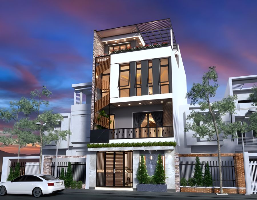 mẫu nhà phố 7m 3 tầng