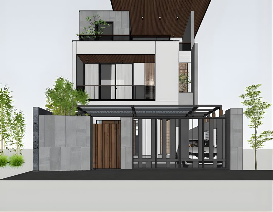 Mẫu nhà phố mặt tiền 7m có phong cách tối giản