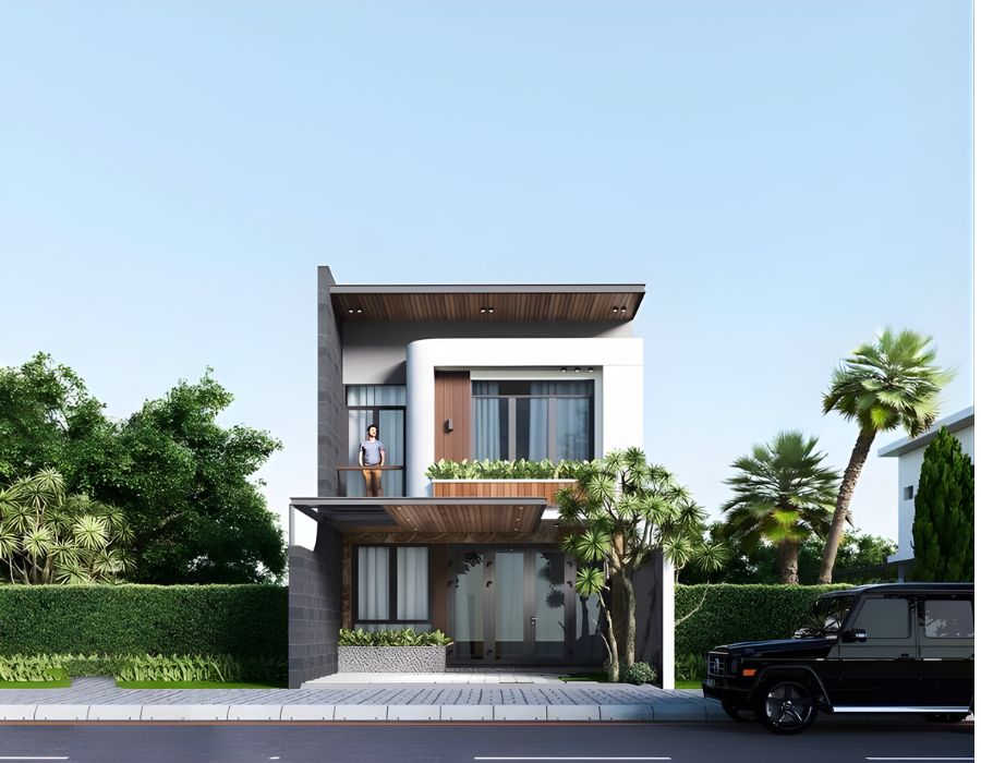 nhà phố 7m mái bằng
