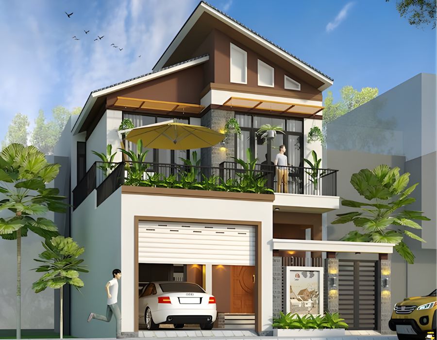 nhà phố 7m mái nghiên