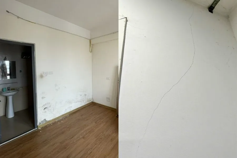 Tường, sàn và trần xuống cấp