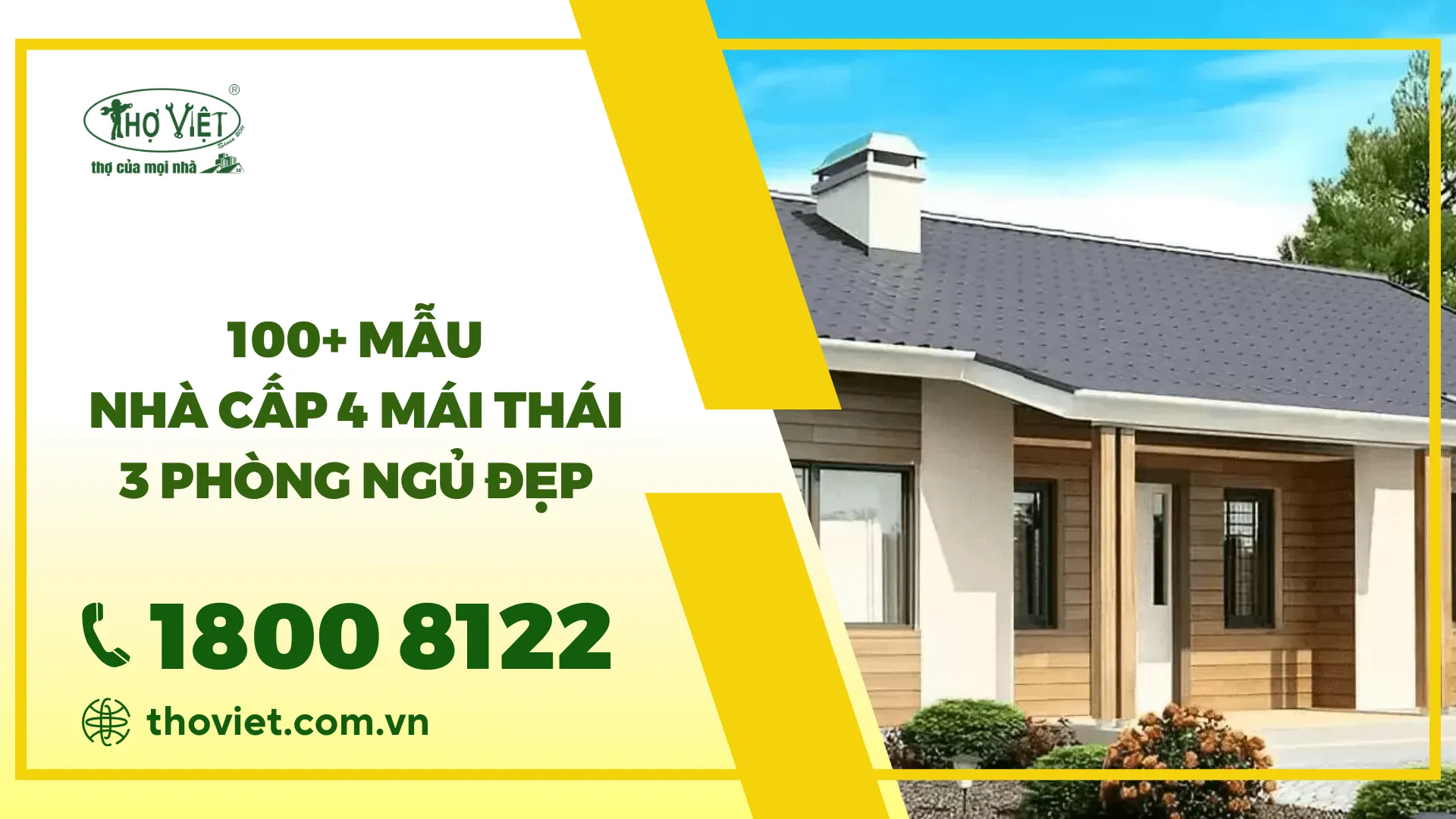 100+ Mẫu nhà cấp 4 mái thái 3 phòng ngủ đẹp