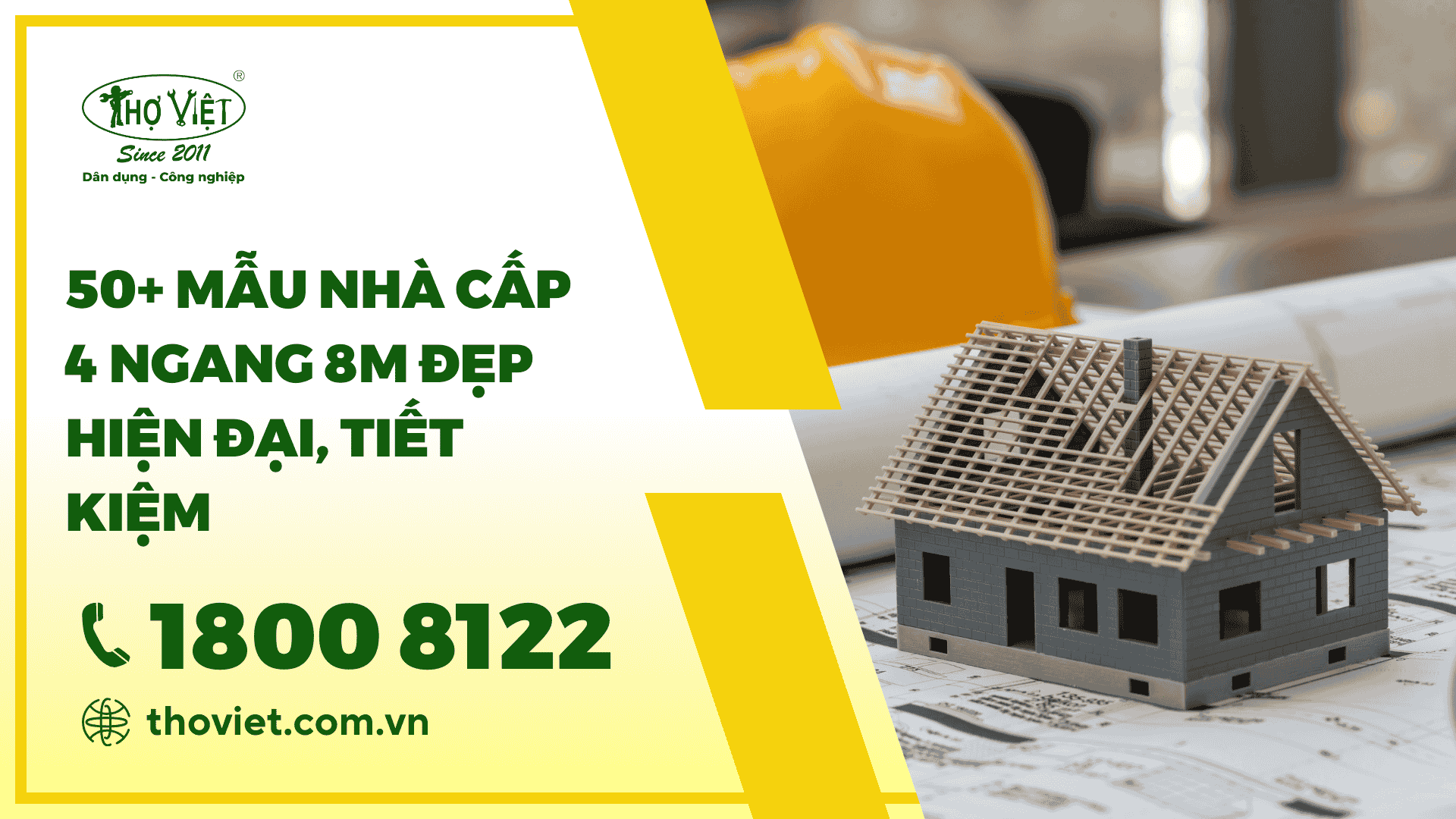 Mẫu nhà cấp 4 ngang 8m đẹp