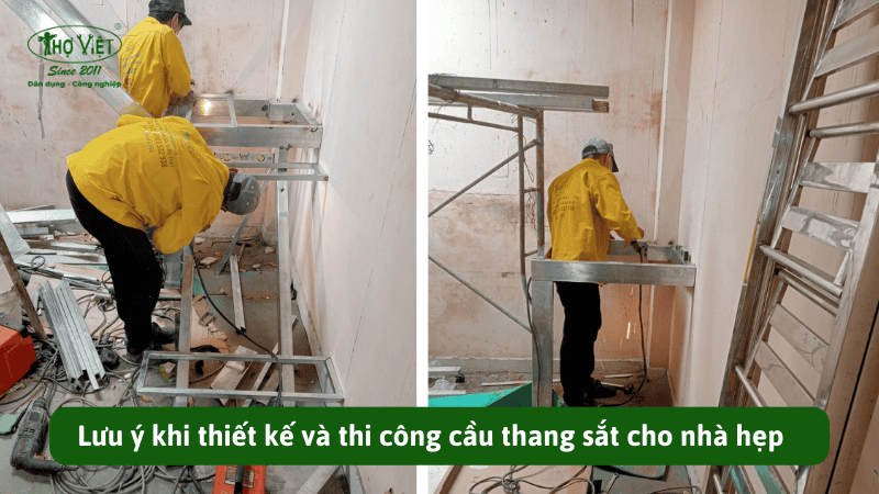 Lưu ý khi thiết kế và thi công cầu thang sắt cho nhà hẹp