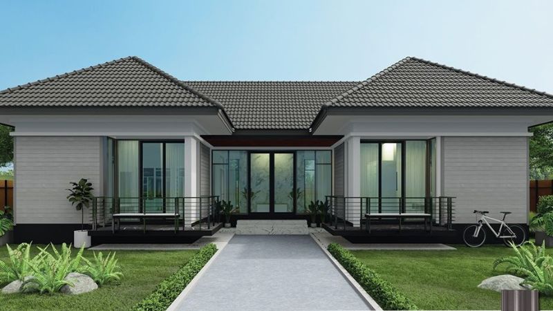 Mặt tiền nhà cấp 4 chữ U