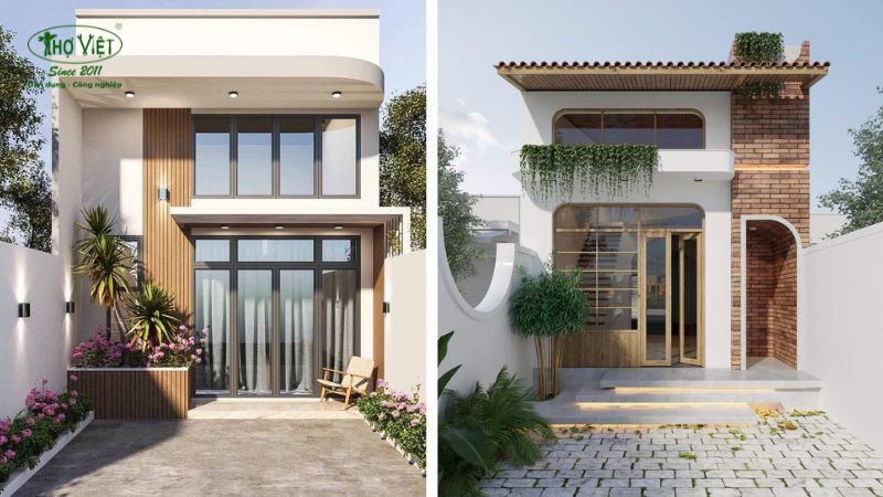 Mặt tiền nhà cấp 4 cổ điển hoặc tân cổ điển