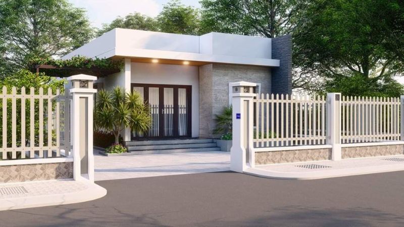 Mặt tiền nhà cấp 4 có sân vườn
