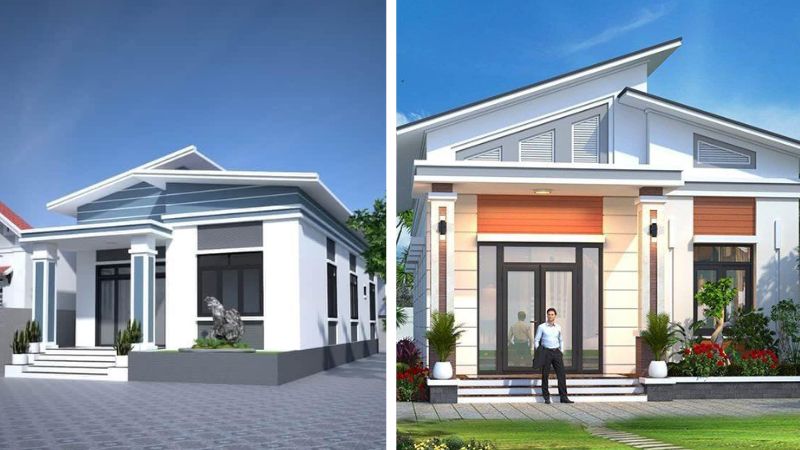 Mặt tiền nhà cấp 4 mái lệch