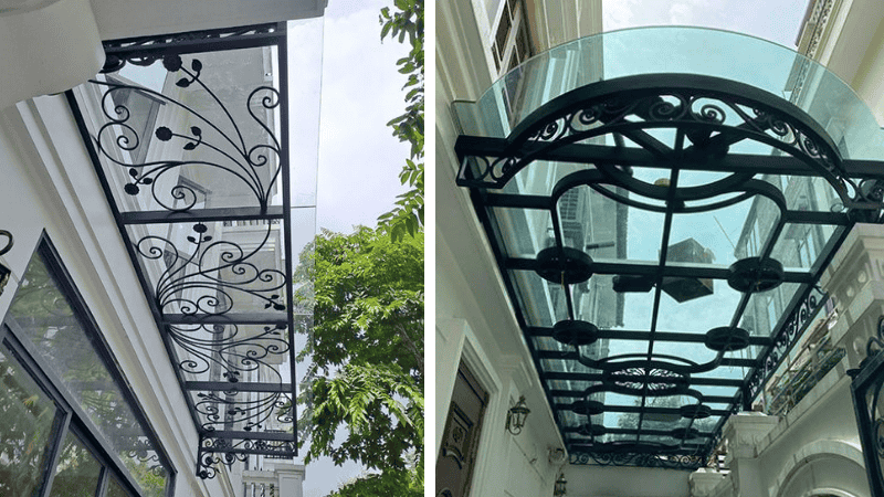 Mẫu Mái Che Nghệ Thuật Với Khung Sắt Hoa Văn 1