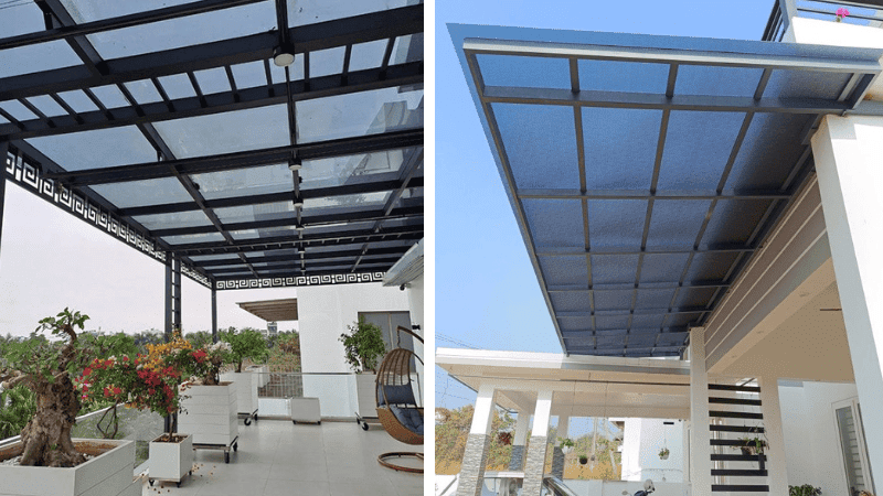 Mẫu Mái Che Sân Trước Nhà Bằng Tôn Chống Nóng
