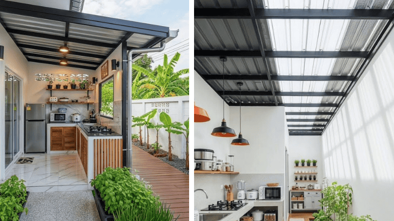 Mẫu Mái Che Sân Trước Nhà Phố Tích Hợp Lấy Sáng 1