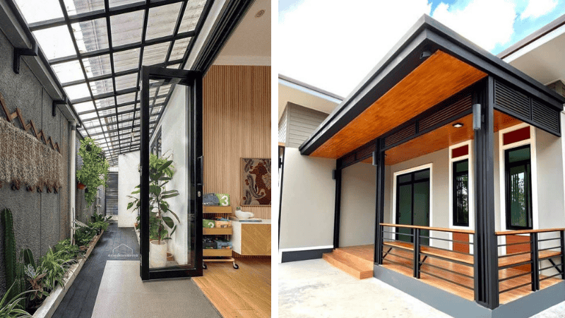 Mẫu Mái Che Sân Trước Nhà Phố Tích Hợp Lấy Sáng 2