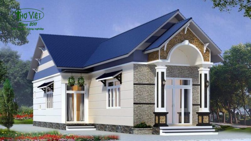 Mẫu Nhà Cấp 4 Chữ L/U 120m2 4 Phòng Ngủ