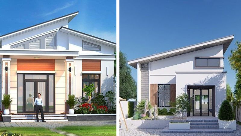 Mẫu Nhà Ống Cấp 4 Mái Lệch