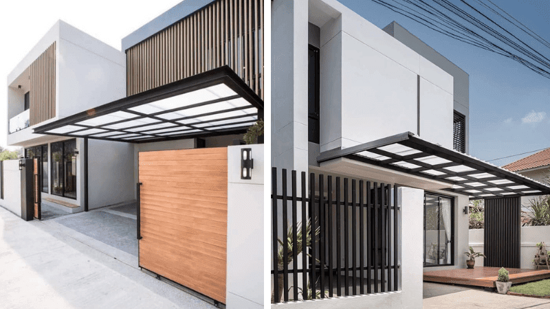 Mẫu Thiết Kế Mái Che Sân Trước Nhà Ống Hiện Đại