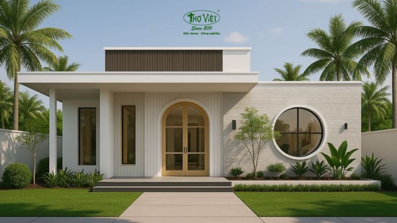 Mẫu mặt tiền nhà cấp 4 5 phòng ngủ