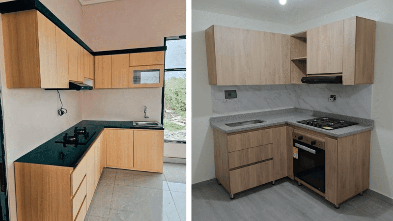Mẫu nhà bếp cấp 4 bằng gỗ công nghiệp