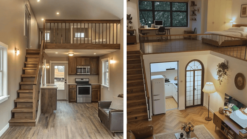 Mẫu nhà cấp 4 ngang 8m có gác lửng 2