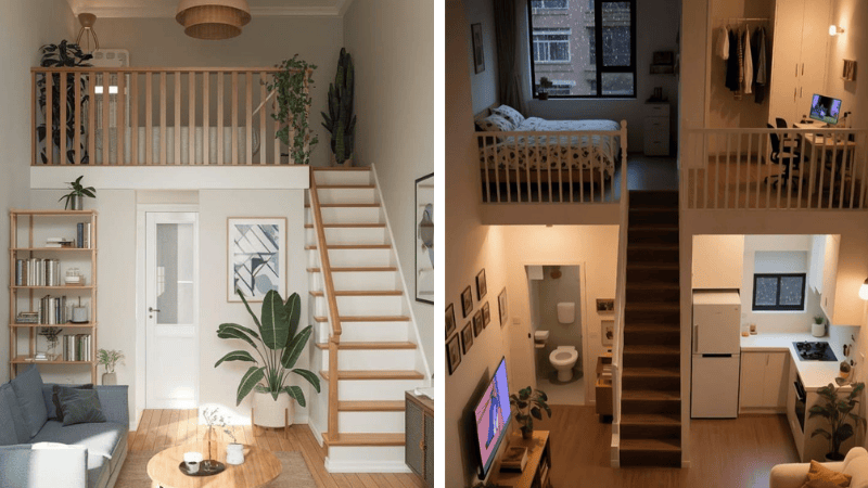 Mẫu nhà cấp 4 ngang 8m có gác lửng 3