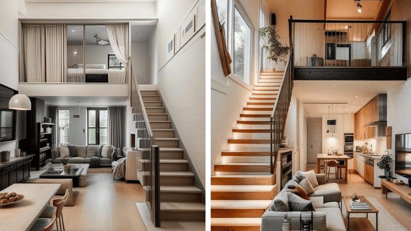 Mẫu nhà cấp 4 ngang 8m có gác lửng