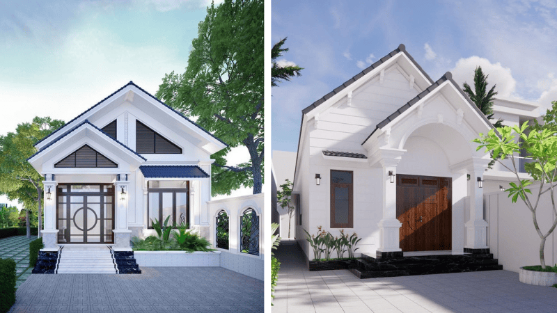 Mẫu nhà cấp 4 ngang 8m mái Thái 3